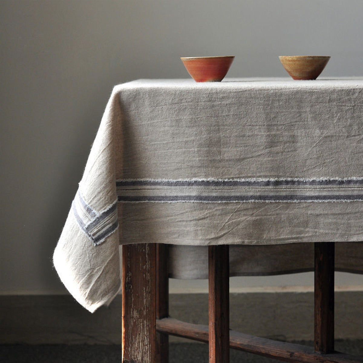 Custom size Rustic Linen Tablecloth |farmhouse table cover - Teaware Space