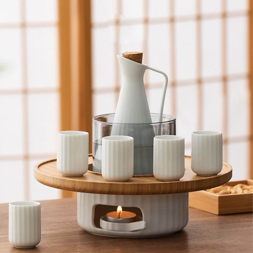 Japanese sake set with tray