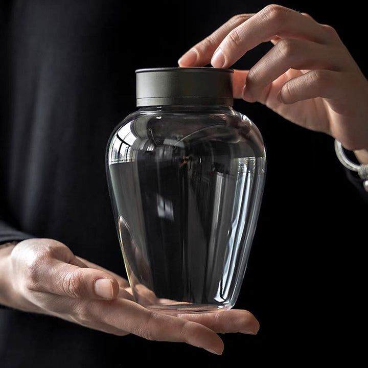 Glass tea/coffee Canister | 10oz or 25oz Glass jar with lid | Home bar deocr