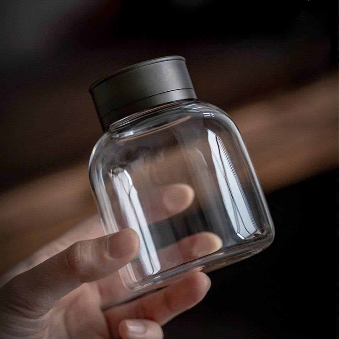 Glass tea/coffee Canister | 10oz or 25oz Glass jar with lid | Home bar deocr