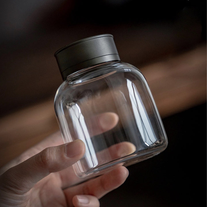 Glass tea/coffee Canister | 10oz or 25oz Glass jar with lid | Home bar deocr