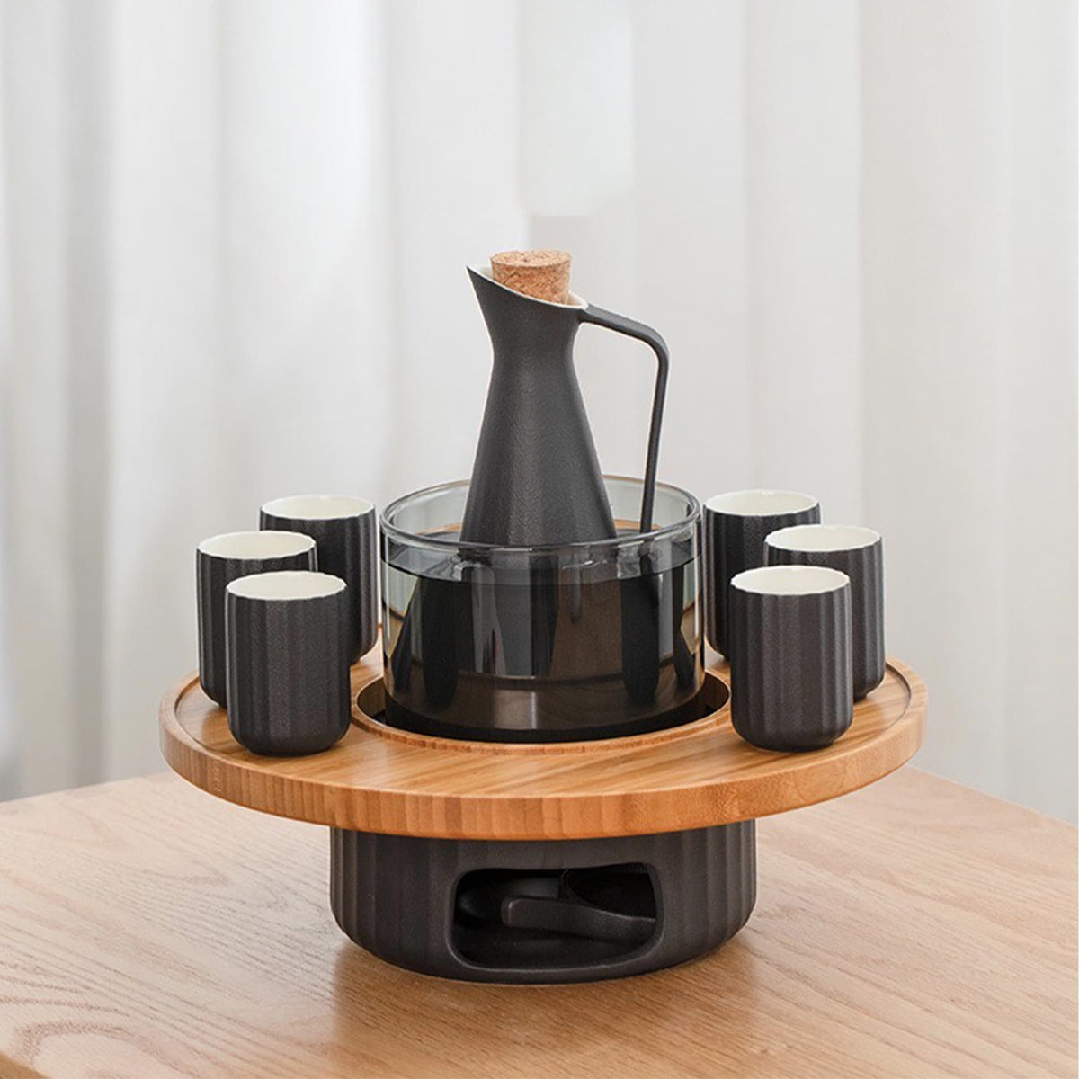 Japanese Sake set with warmer, candle stove, and tray - Teaware Space