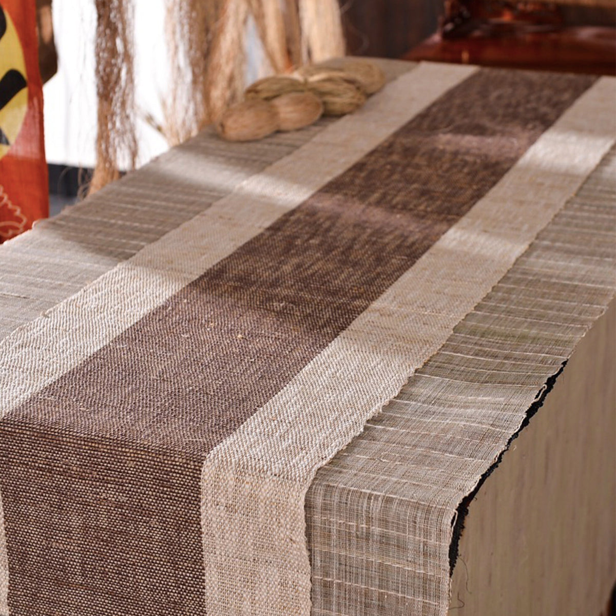 Custom size long rustic Linen table runner | Vintage coffee decor - Teaware Space