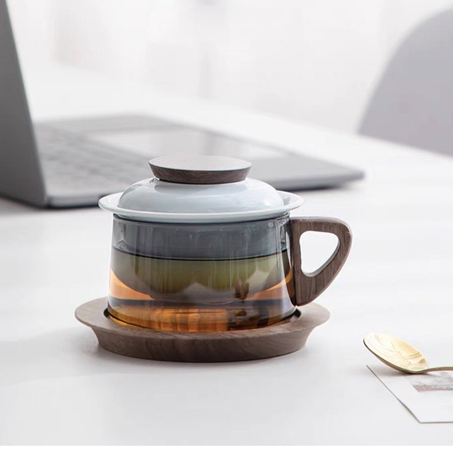 Unique 6.8oz Glass tea/latte mug set - Teaware Space