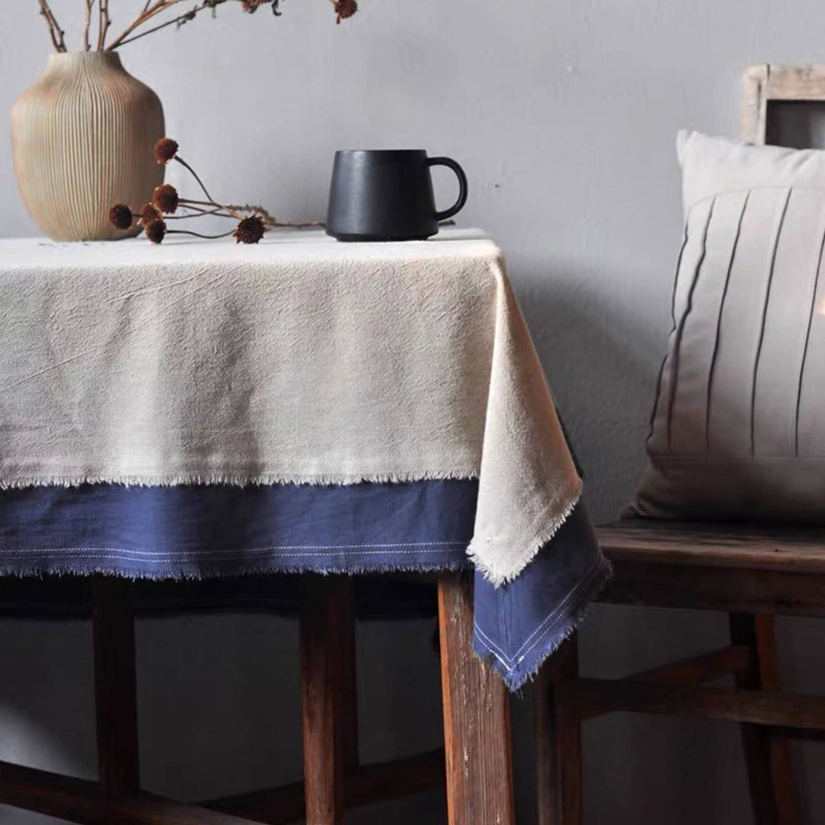 Custom size natural cotton Linen Tablecloth | Vintage table setting decor | housewarming gift - Teaware Space