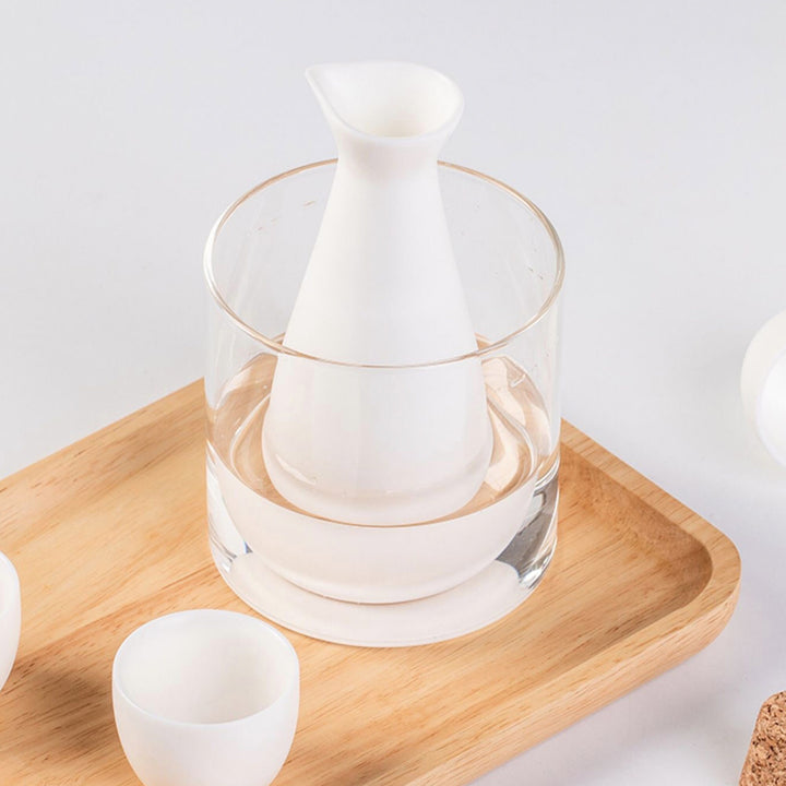 Vintage sake set with glass warmer | 1 pitcher with lid, 4 or 6 cups, 1 glass warmer, gift for him/teacher - Teaware Space