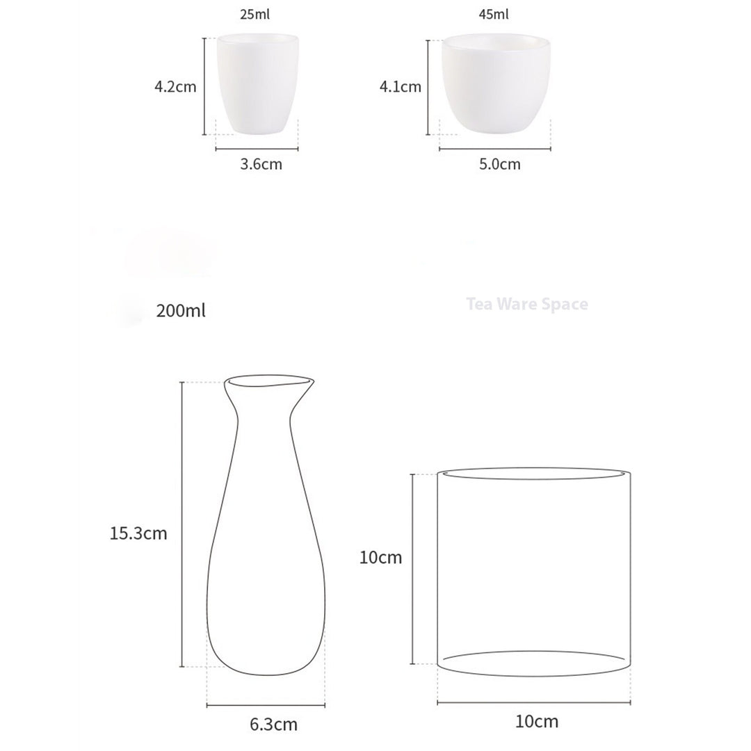 Vintage sake set with glass warmer | 1 pitcher with lid, 4 or 6 cups, 1 glass warmer, gift for him/teacher - Teaware Space