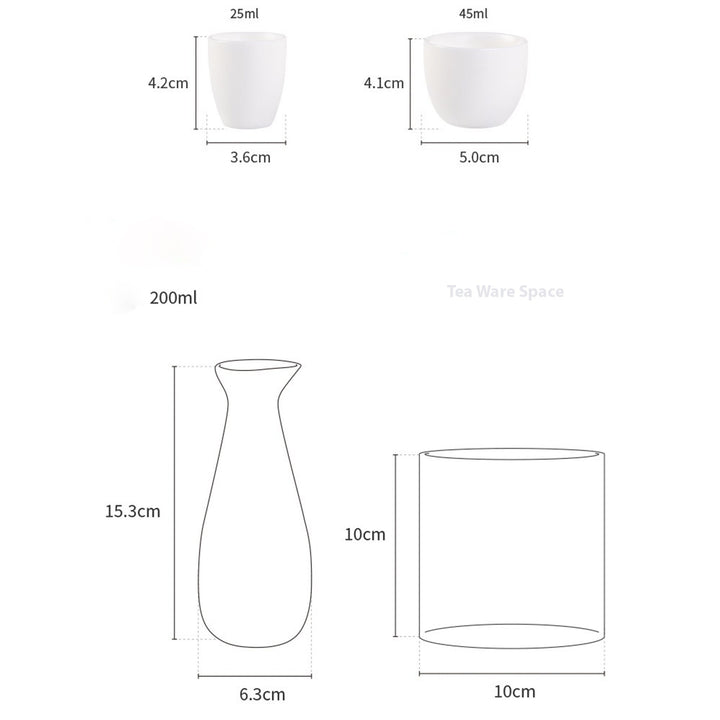Vintage sake set with glass warmer | 1 pitcher with lid, 4 or 6 cups, 1 glass warmer, gift for him/teacher - Teaware Space