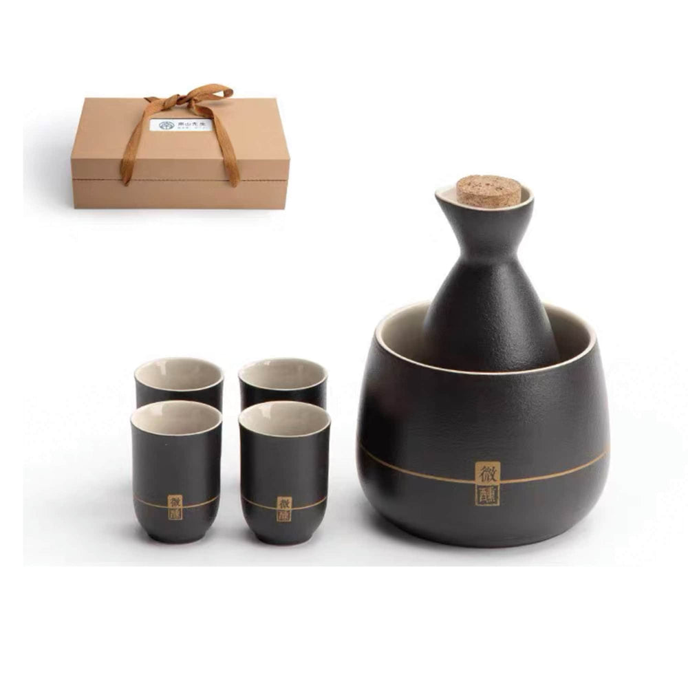 Custom Vintage Japanese sake set with warmer & Candle stove - Teaware Space