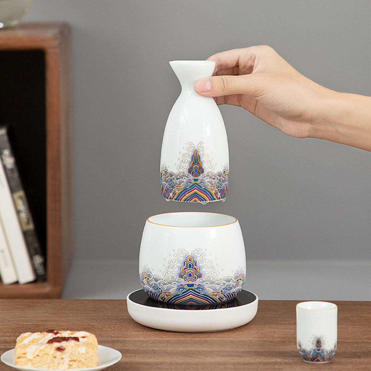 Gift for men | Handmade vintage Japanese sake set with warmer | Dining decor | Anniversary/ Engagement/Wedding gift - Teaware Space