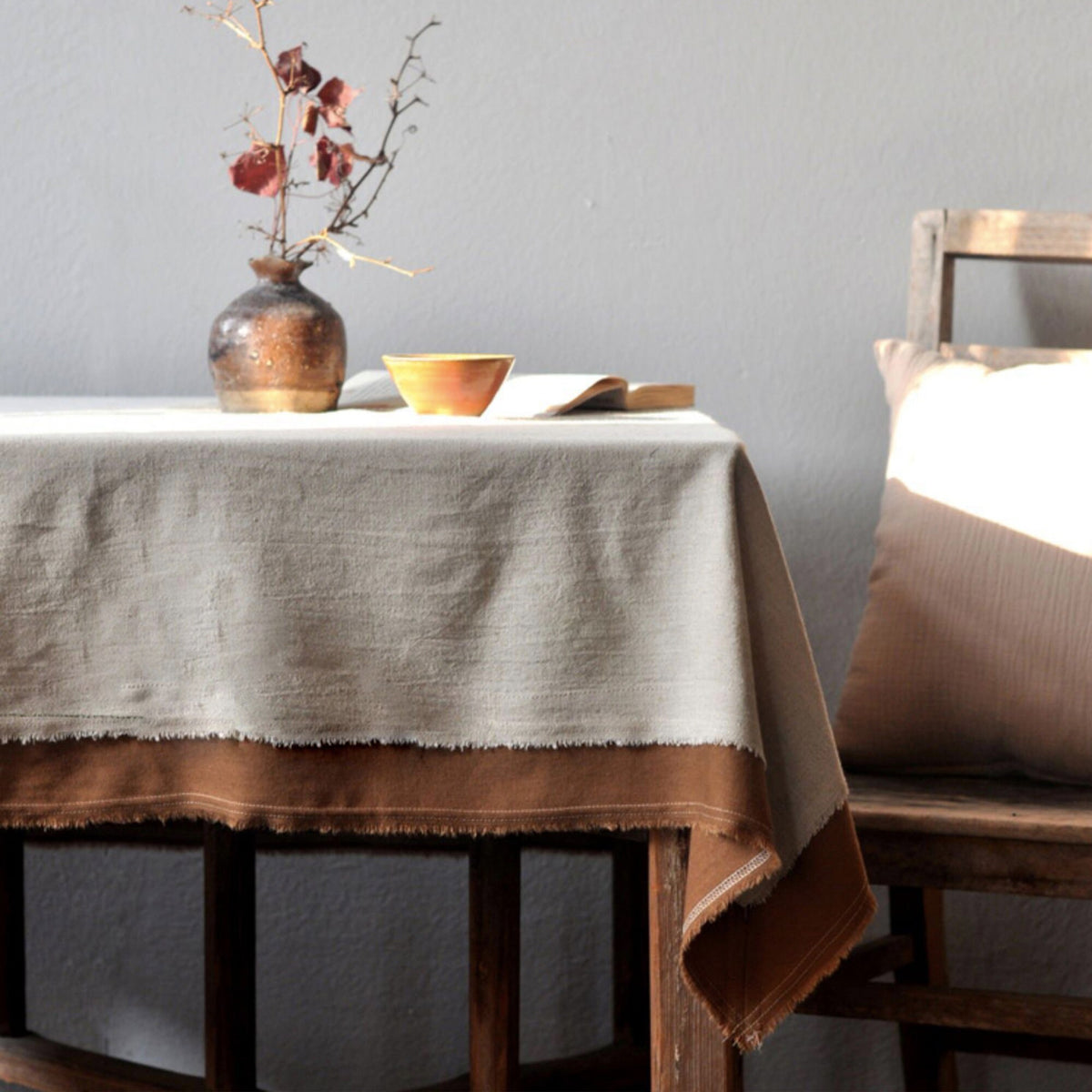 Custom size natural cotton Linen Tablecloth | Vintage table setting decor | housewarming gift - Teaware Space