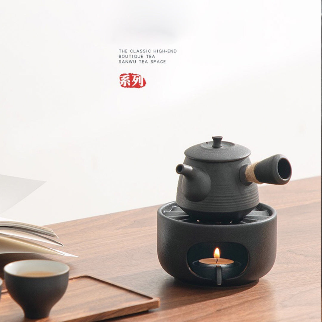 2 pcs Vintage teapot with candle stove set | Housewarming gift  for tea lover | Yoga decor