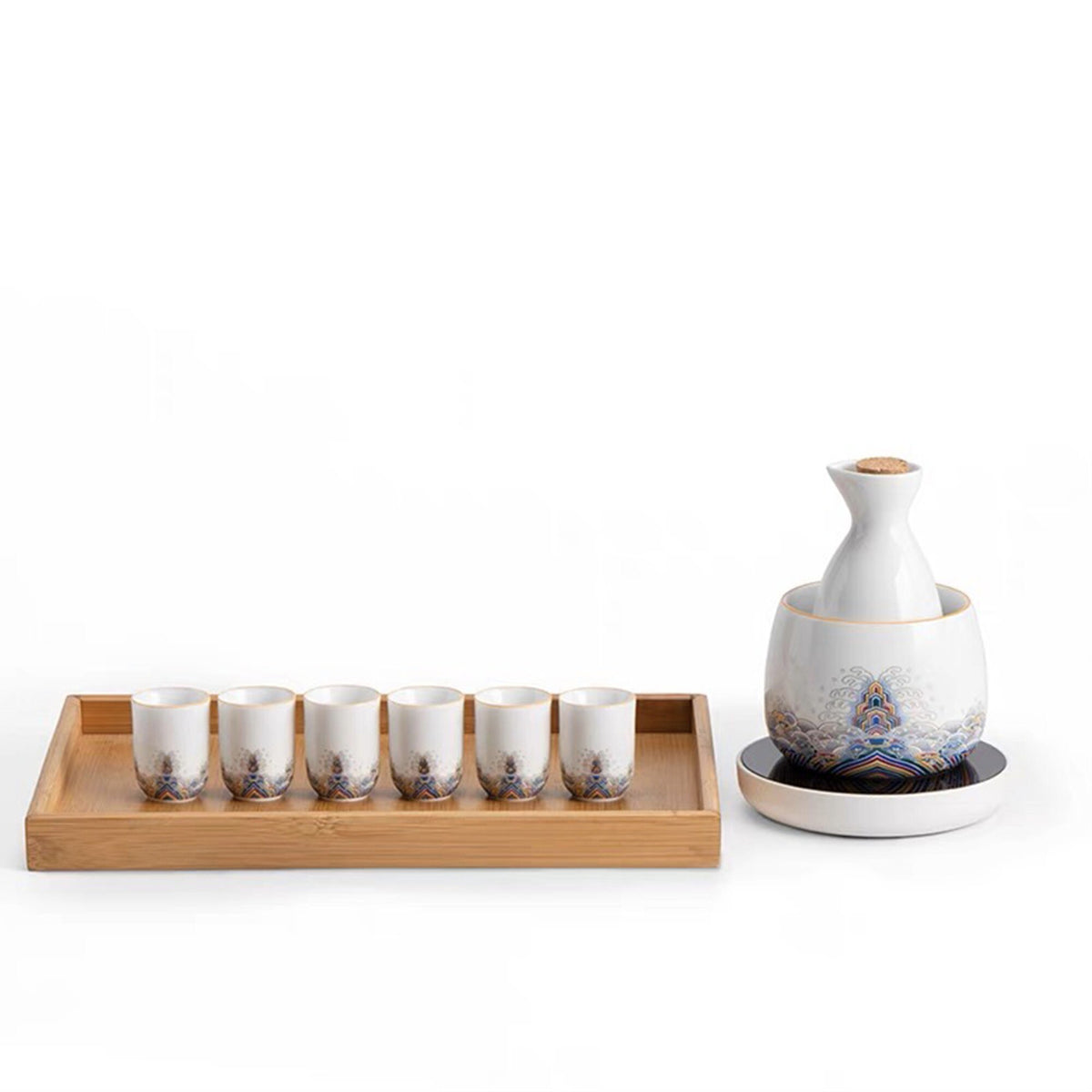 Gift for men | Handmade vintage Japanese sake set with warmer | Dining decor | Anniversary/ Engagement/Wedding gift - Teaware Space