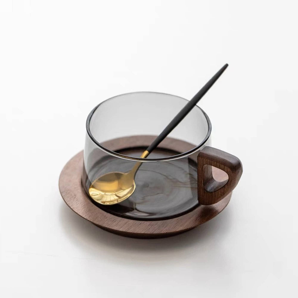 glass espresso cup, glass tea mug with saucer 
