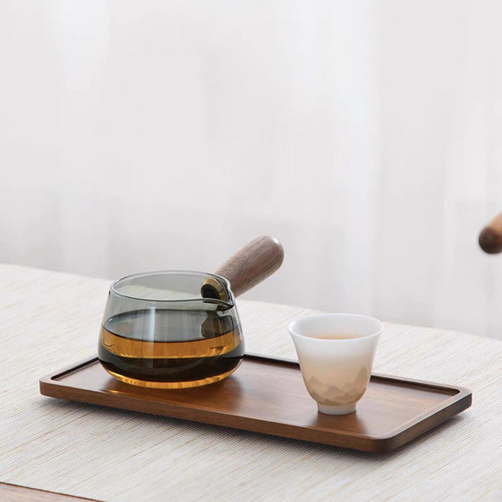 Glass tea Pitcher with natural wooden handle