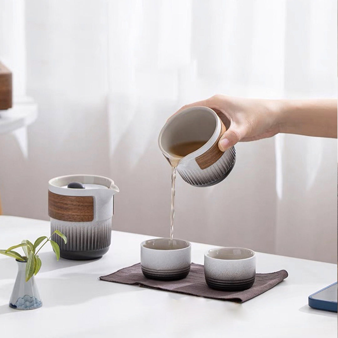 Custom name/logo 9pcs gongfu tea set with tray