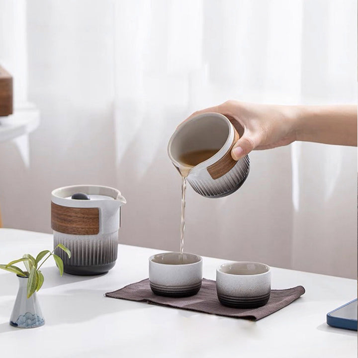 Custom name/logo 9pcs gongfu tea set with tray