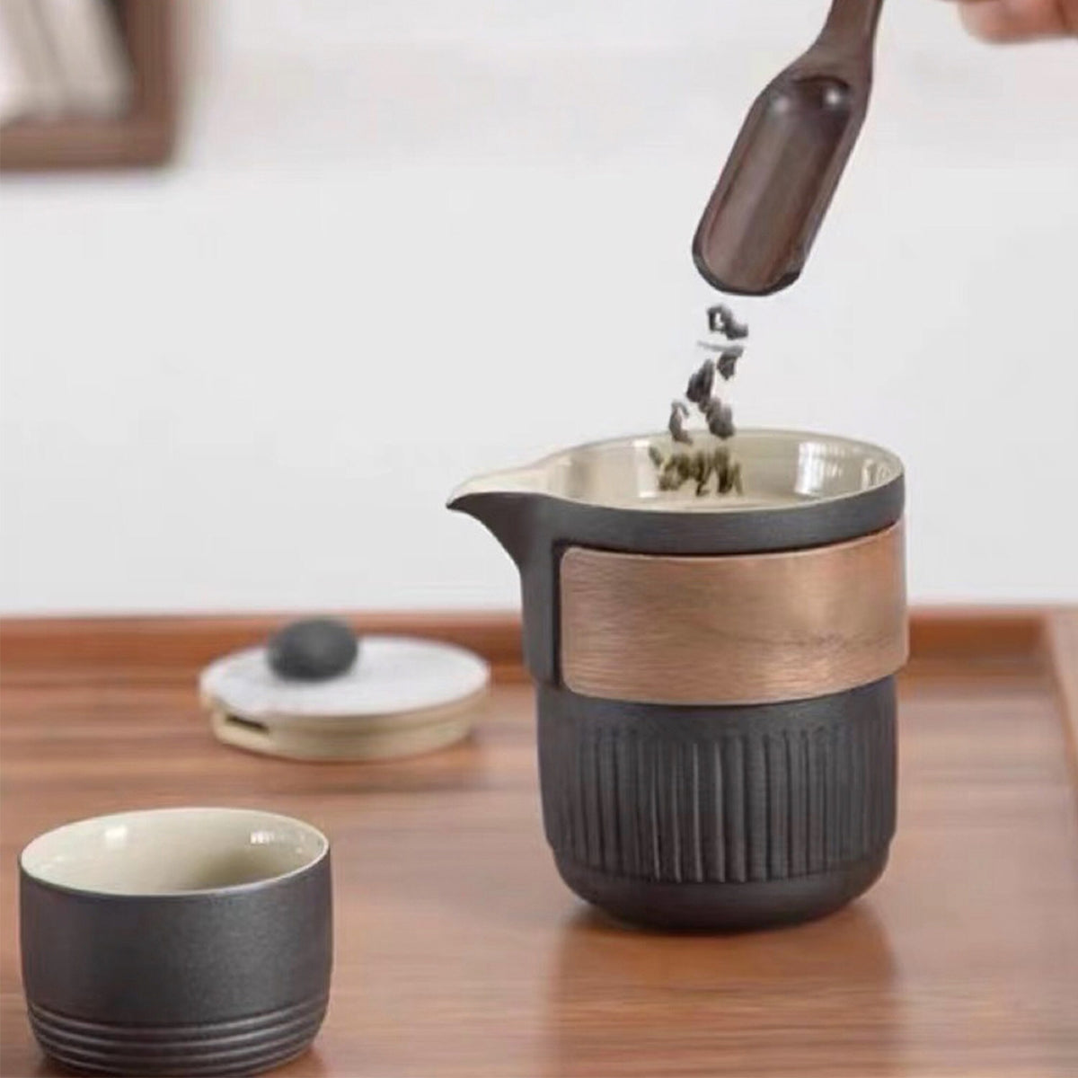 Personalized Gift | 220ml Single Vintage Teapot with infuser | Black/Gray Chinese Kungfu tea kettle - Teaware Space
