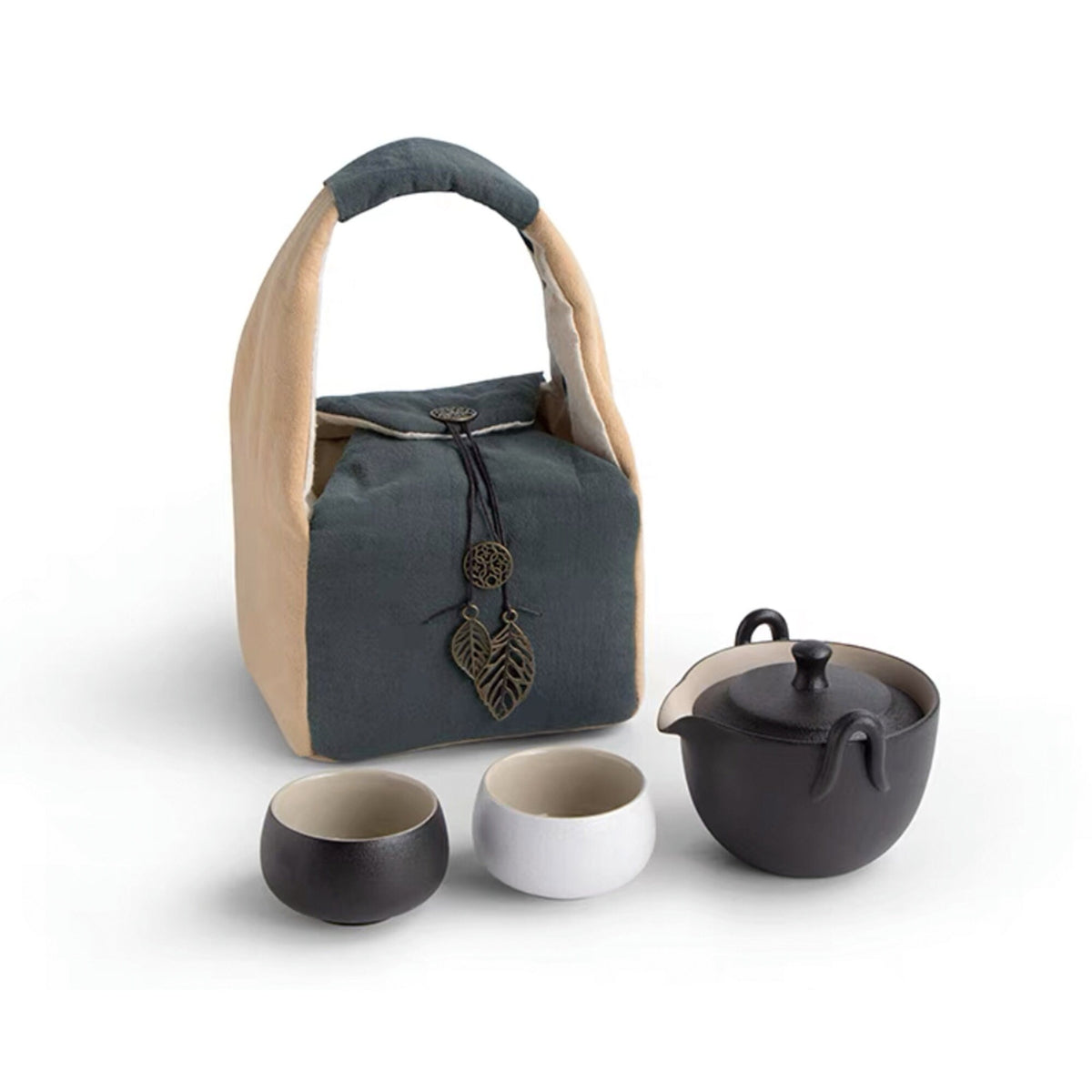 Hand-crafted travel tea set for two - vintage gongfu teapot 