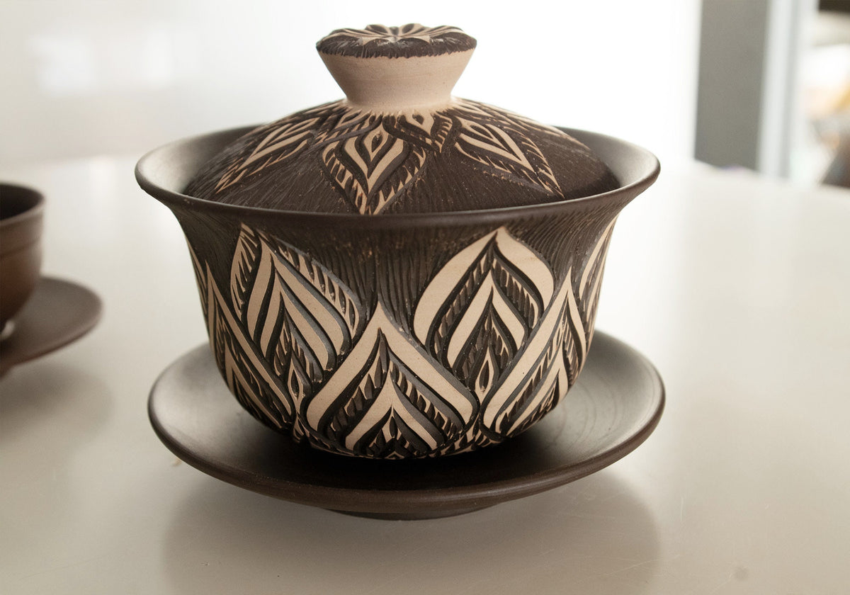 Unique Handcrafted Unique Dai Clay Gaiwan tea set | barware | Birthday gift - Teaware Space