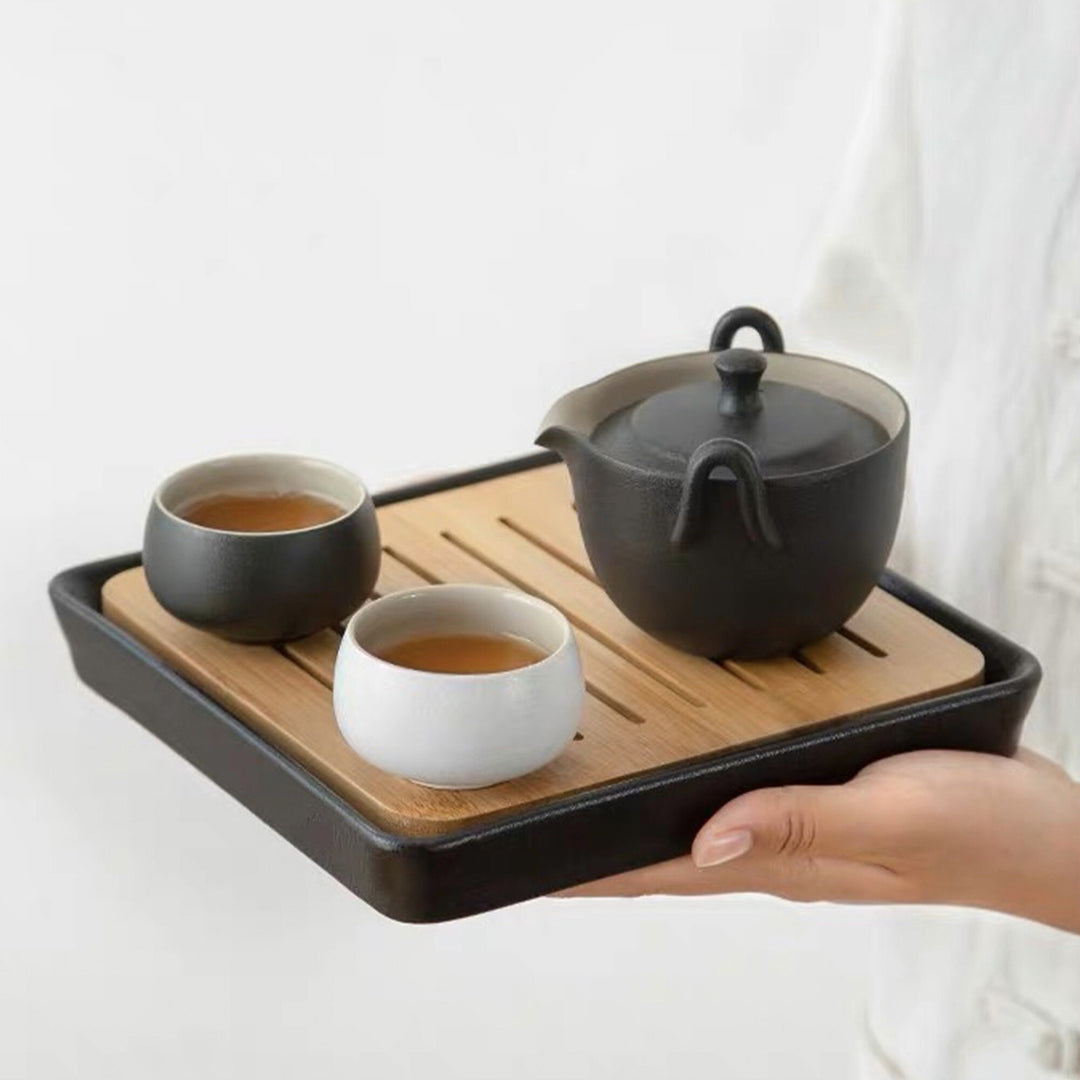 Hand-crafted travel tea set for two