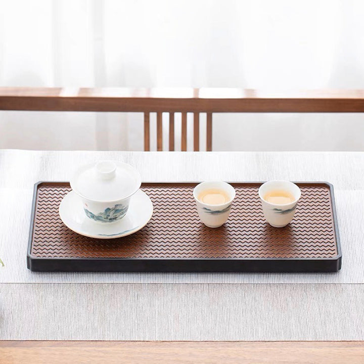 Farmhouse Natural Bamboo tea tray with water storage | Dining Table decor | Gift for women