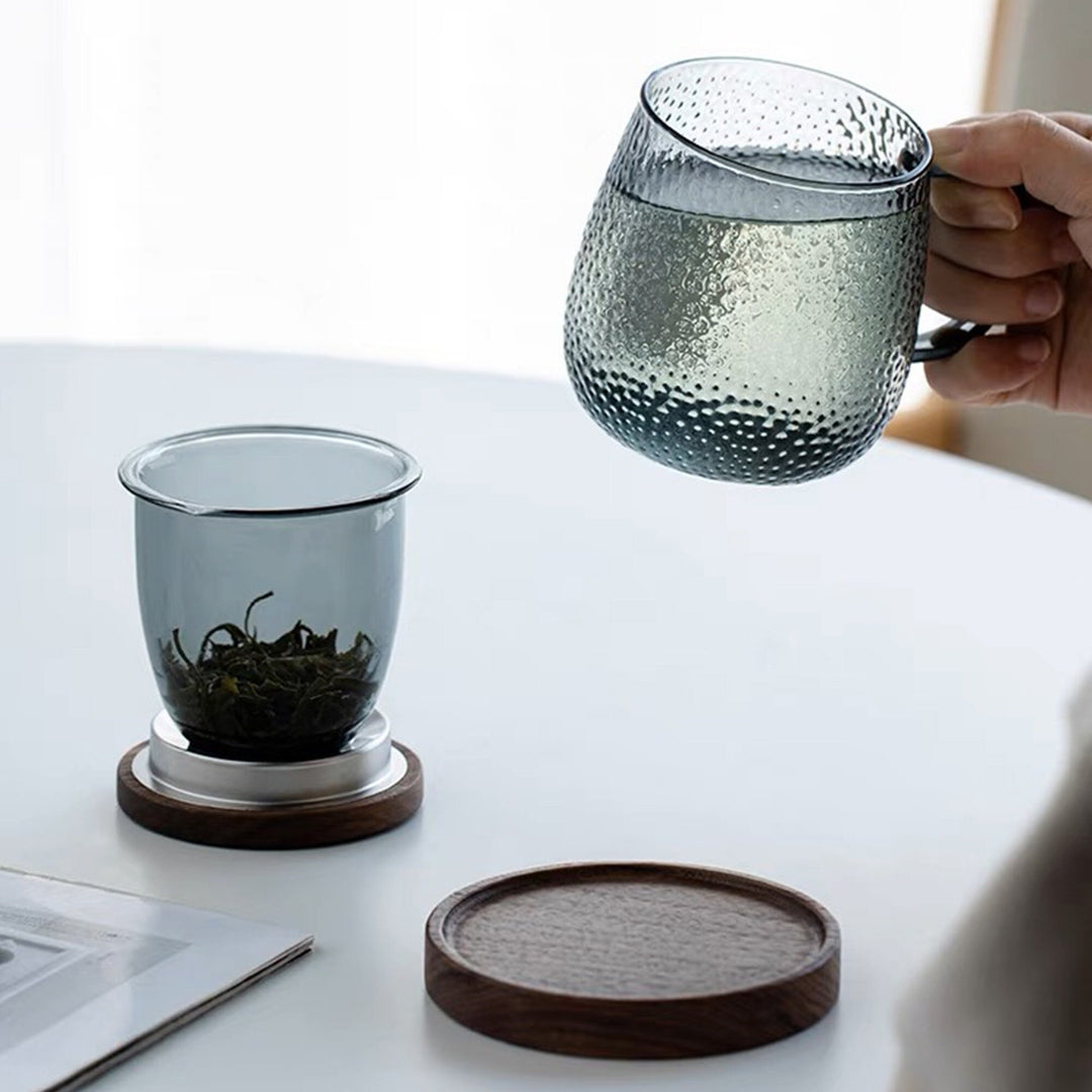 Handmade Cozy Glass travel mug with infuser and lid | Boho decor | Birthday gift