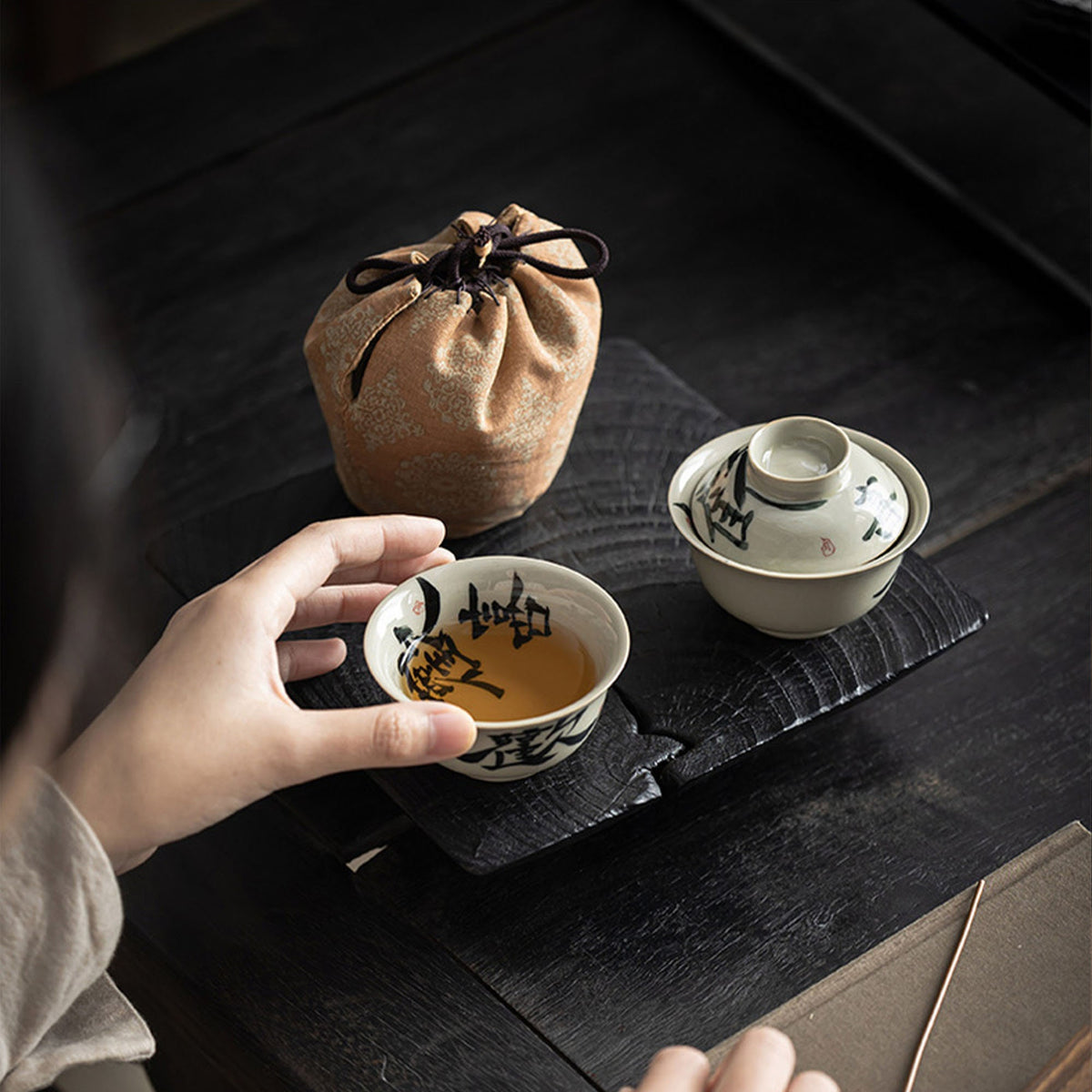 Unique Gongfu vintage travel tea set for one | 1 teapot, 1 cup, 1 case | Graduation Gifts - Teaware Space