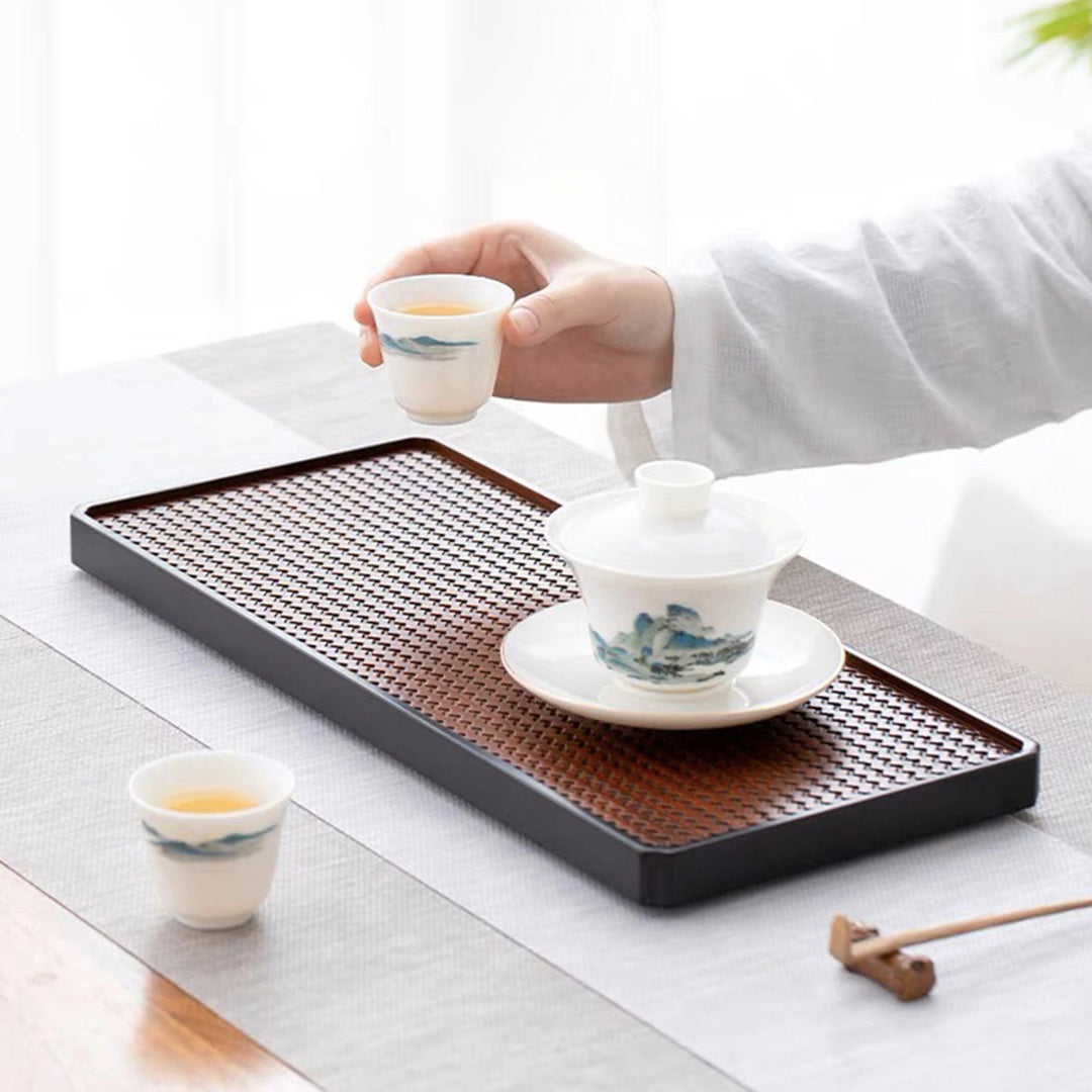 Farmhouse Natural Bamboo tea tray with water storage | Dining Table decor | Gift for women