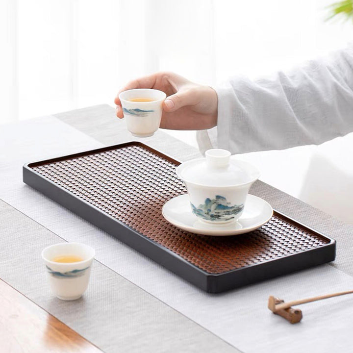 Farmhouse Natural Bamboo tea tray with water storage | Dining Table decor | Gift for women