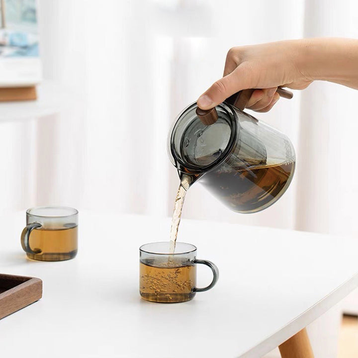 Minimal Glass tea set  with tray  | 1 teapot with infuser and 4 cups |Housewarming gift