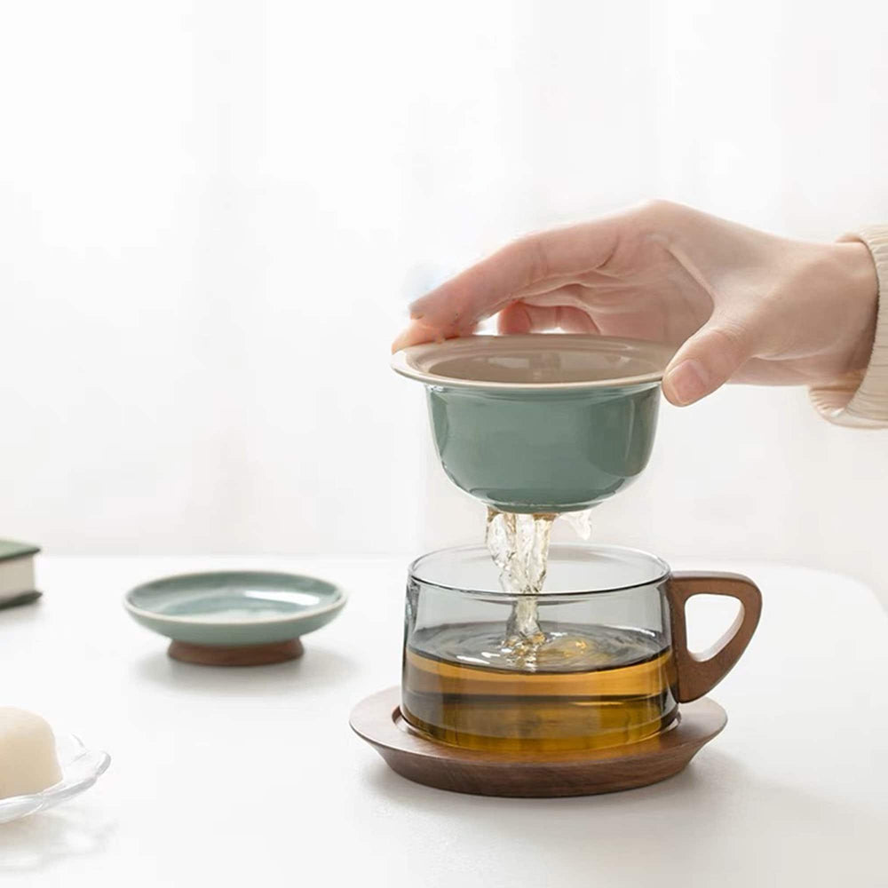 Personalized Travel tea glass mug set - Teaware Space