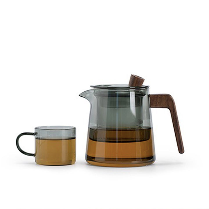 Minimal Glass tea set  with tray  | 1 teapot with infuser and 4 cups |Housewarming gift