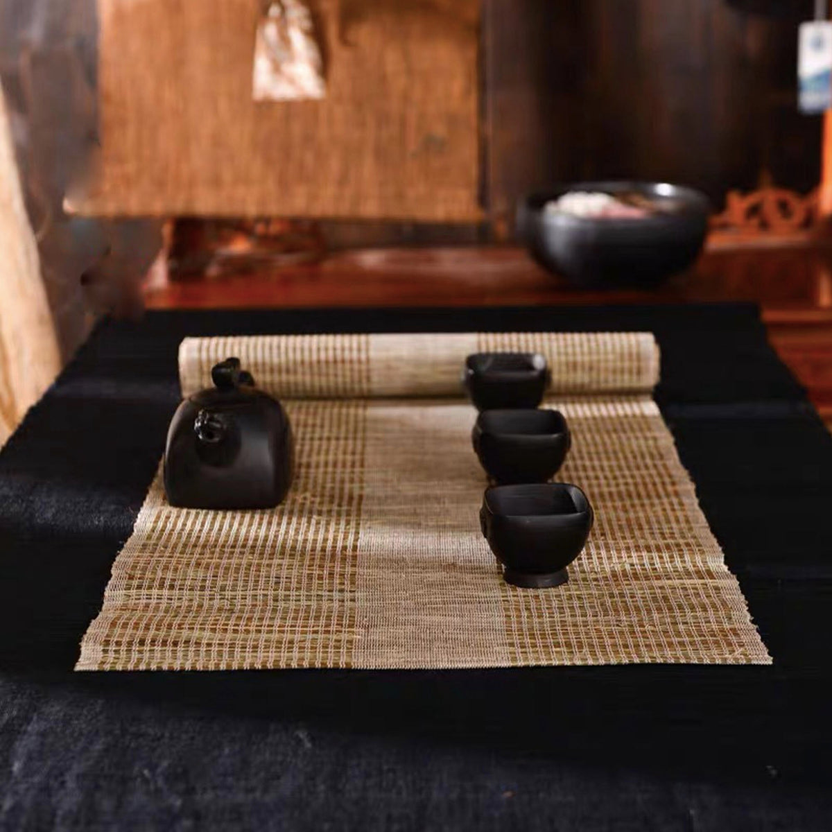 Custom rustic Natural Hand-braided Jute Linen long tea/coffee Table runner | l farmhouse table mats | Fall decor - Teaware Space