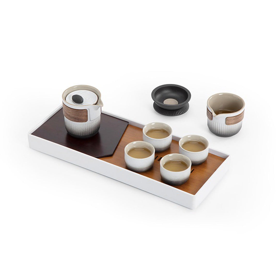 Custom name/logo 9pcs gongfu tea set with tray