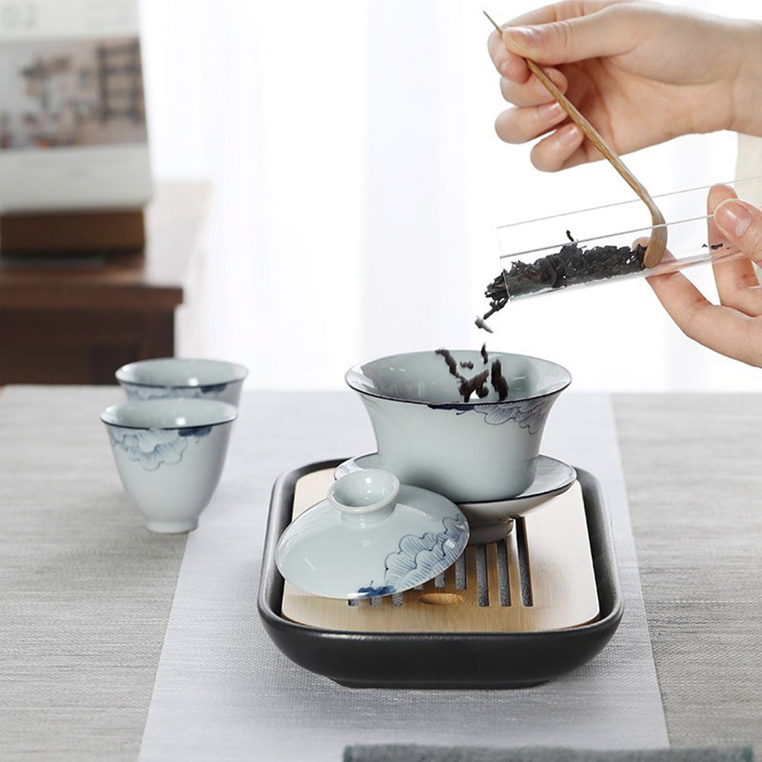 Ensemble de voyage Kungfu Gaiwan avec plateau | service à thé portable