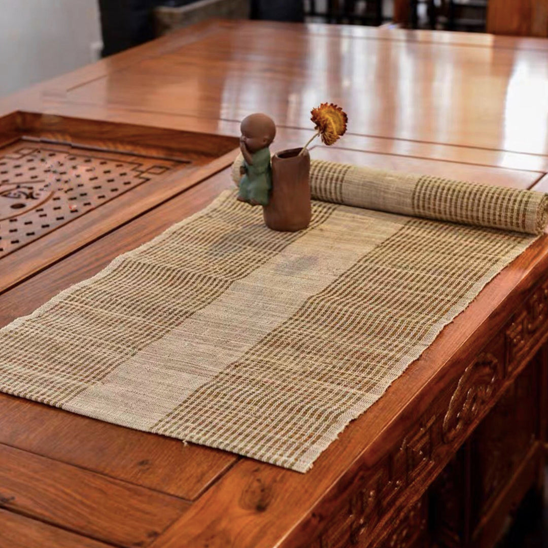 Coureur de table long thé/café en lin de jute tressé à la main naturel rustique personnalisé | l tapis de table de ferme | Décor d'automne