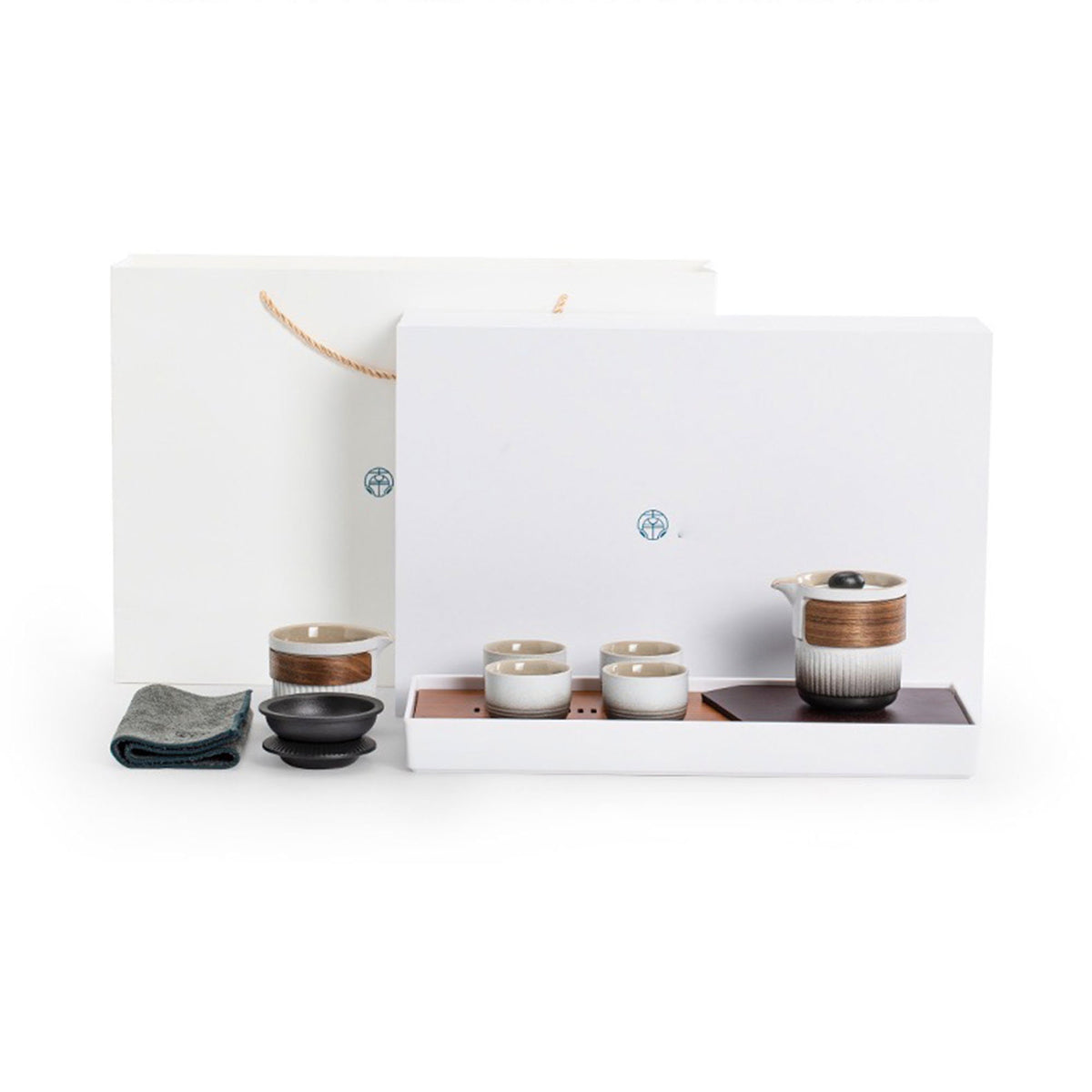 Custom name/logo 9pcs gongfu tea set with tray - Teaware Space