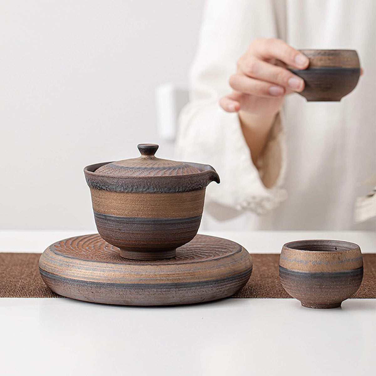 Handmade Vintage 150ml Gaiwan tea set | Gongfu teapot| Housewarming gift