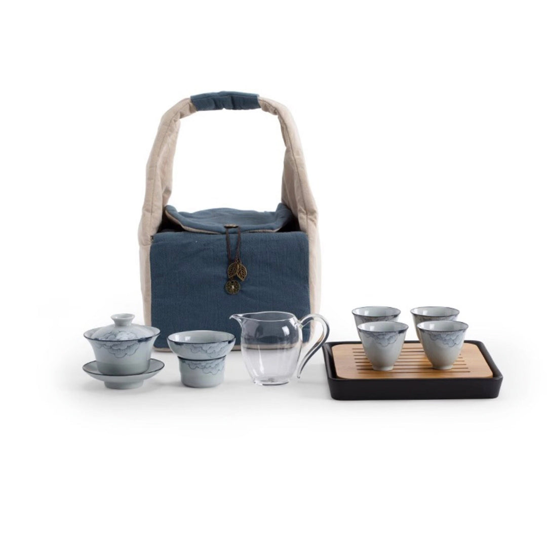 Ensemble de voyage Kungfu Gaiwan avec plateau | service à thé portable