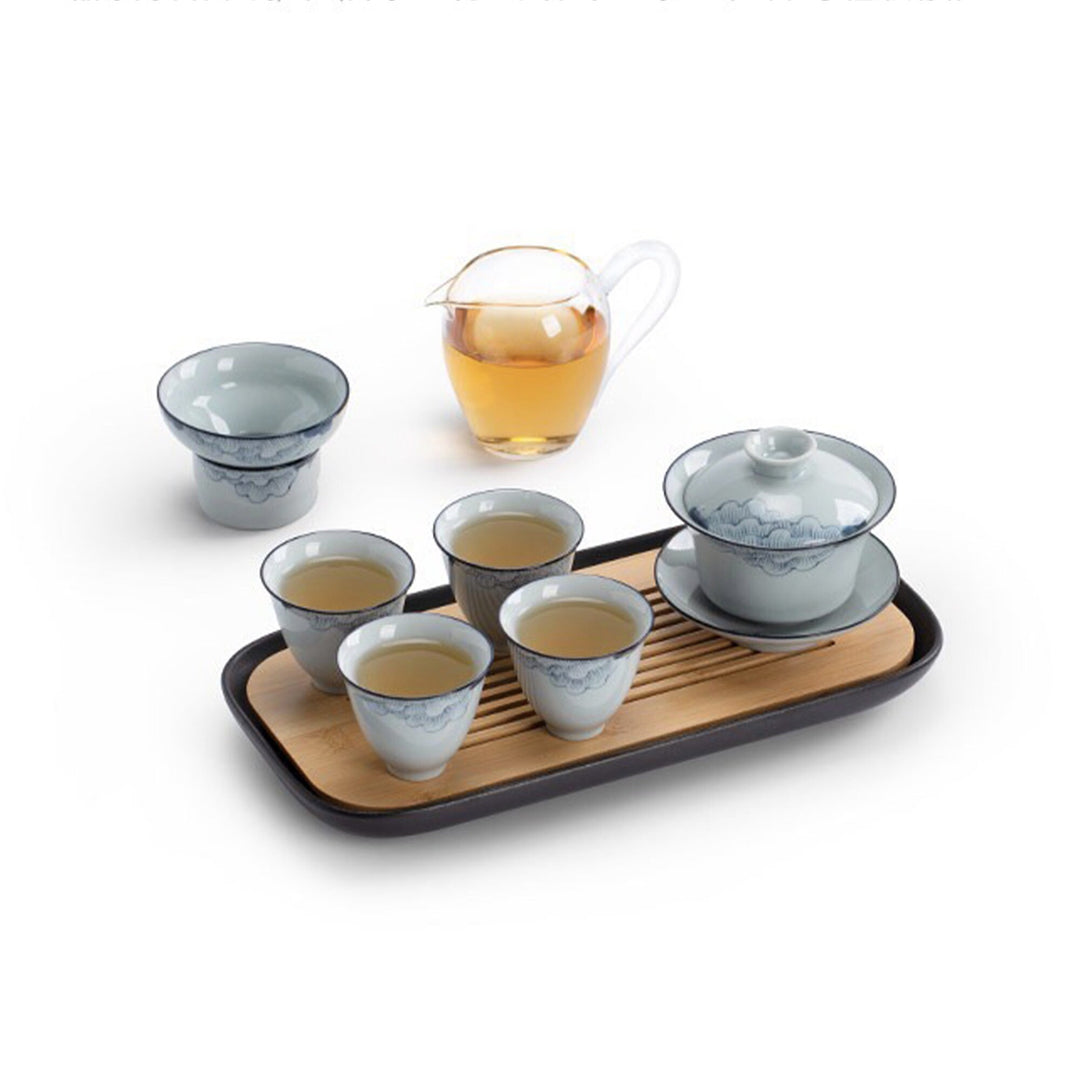 Ensemble de voyage Kungfu Gaiwan avec plateau | service à thé portable