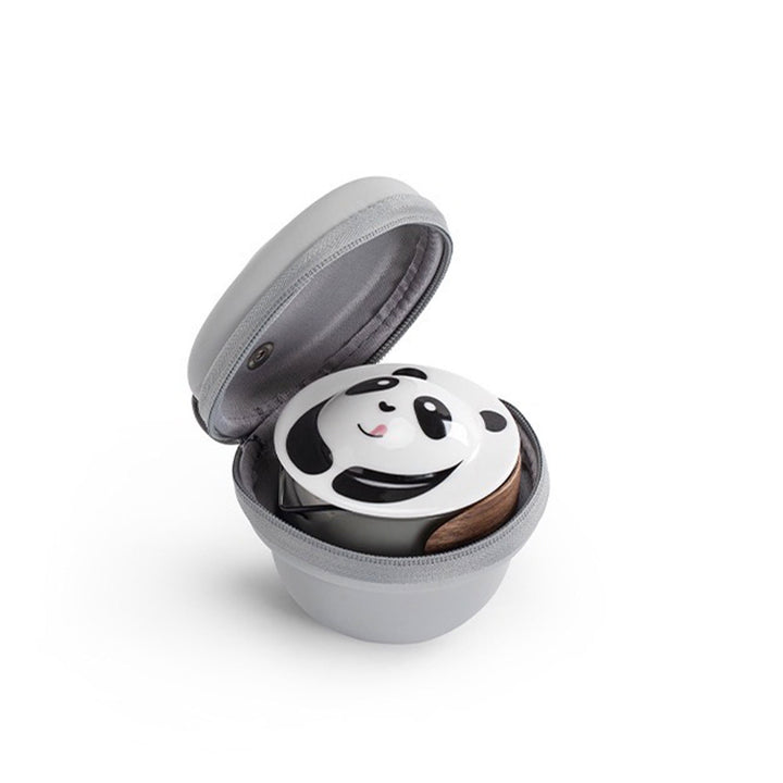 Portable travel tea set with case, panda teapot set