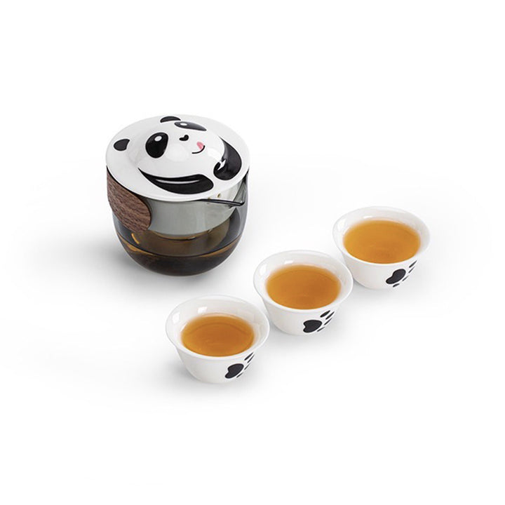 All-in-one panda shape  travel tea set   | 1 teapot, 3 cups, 1 case |  Best friend gift