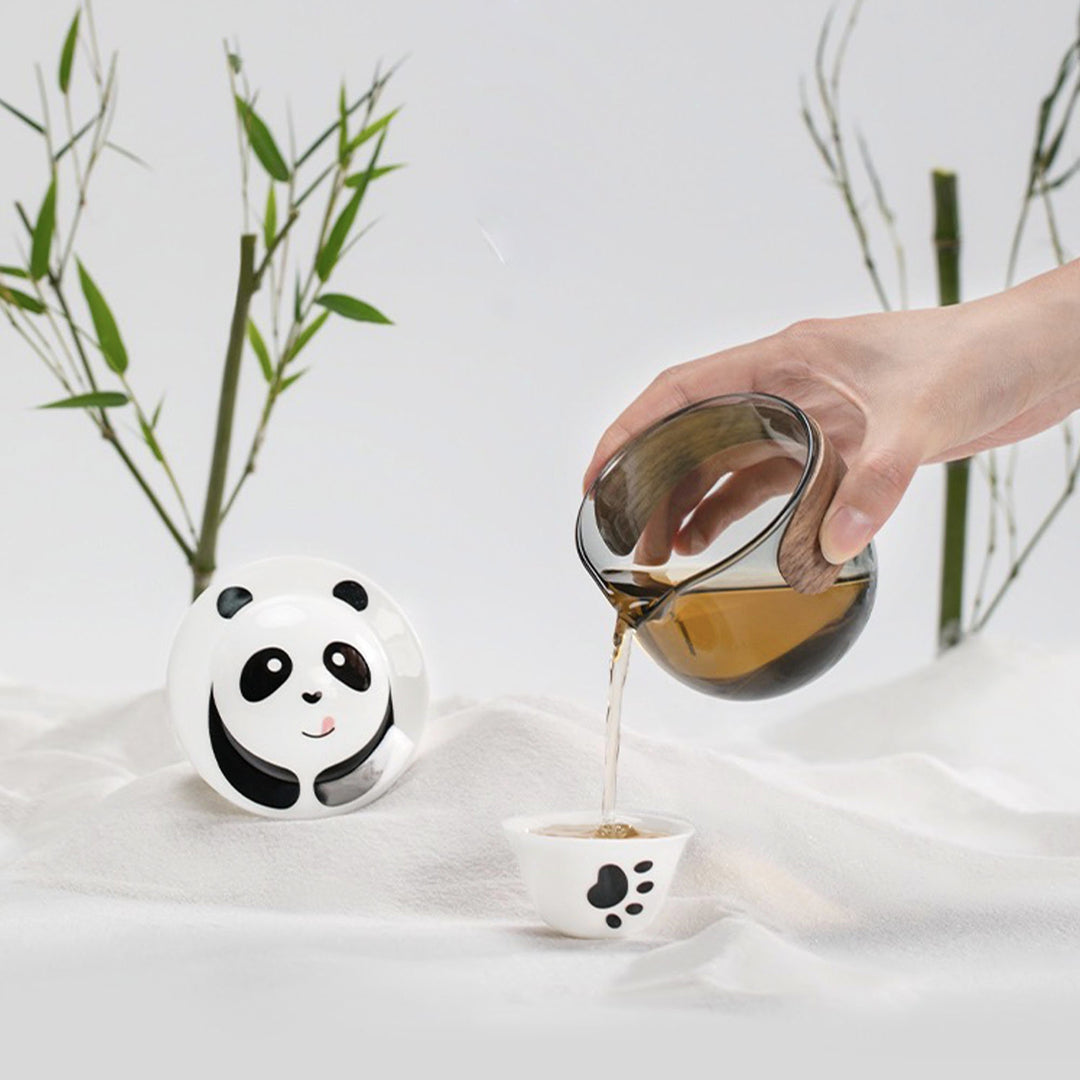 All-in-one panda shape  travel tea set   | 1 teapot, 3 cups, 1 case |  Best friend gift