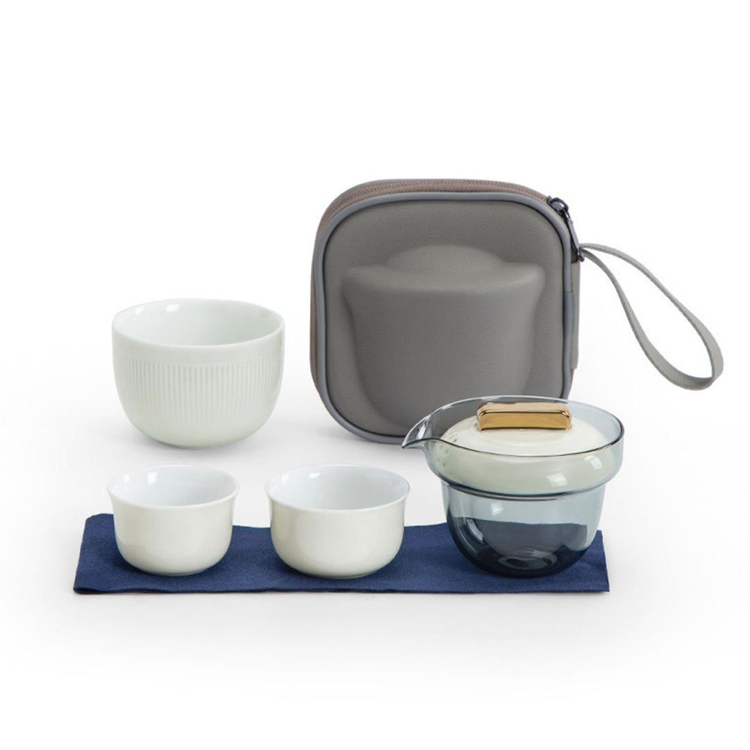 Ceramic minimal travel tea set for two
