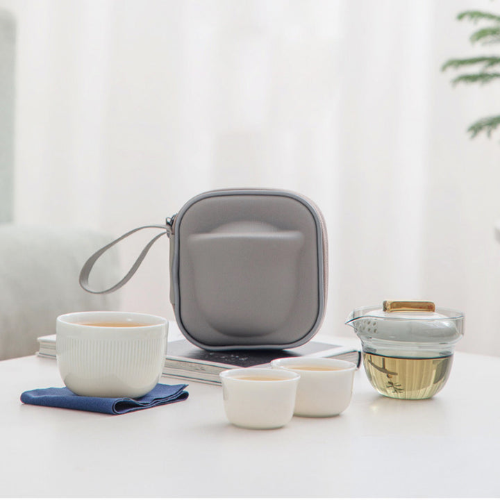 Personalized cozy travel tea set with case