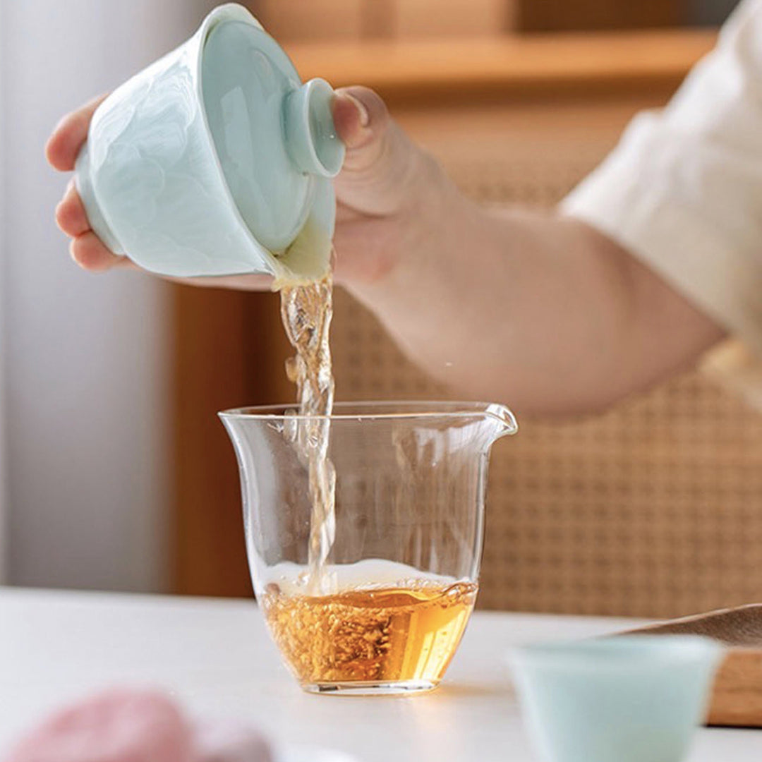 Service à thé gaiwan de voyage fabriqué à la main avec étui | 1 gaiwan, 1 pichet, 2 tasses | cadeau mère de la mariée