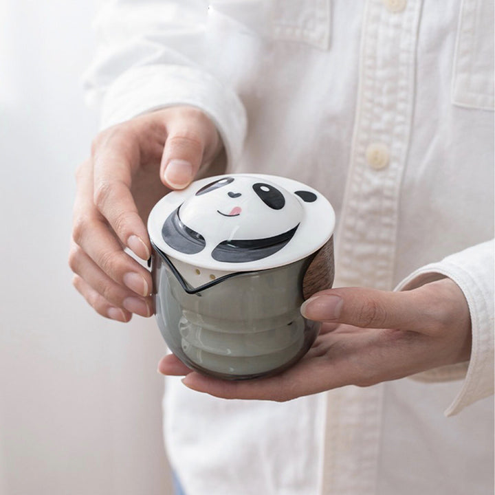 All-in-one cute panda travel tea set for two
