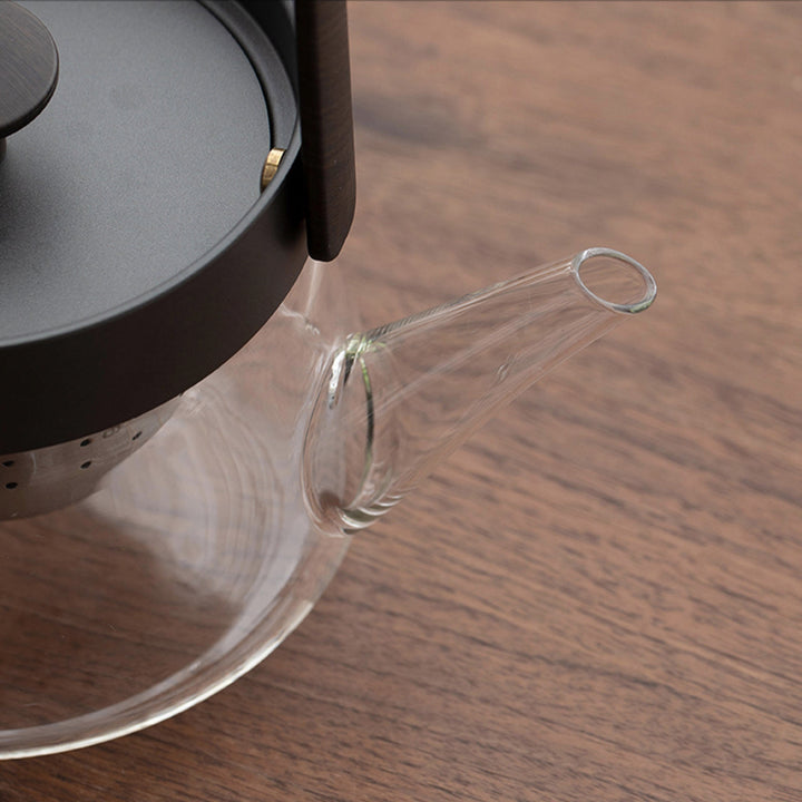 800ml/27oz Glass stove top Teapot | Minimal White/black summer tea kettle  | Housewarming gift