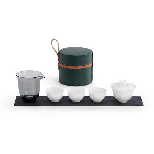 Portable kungfu gaiwan tea set with case 